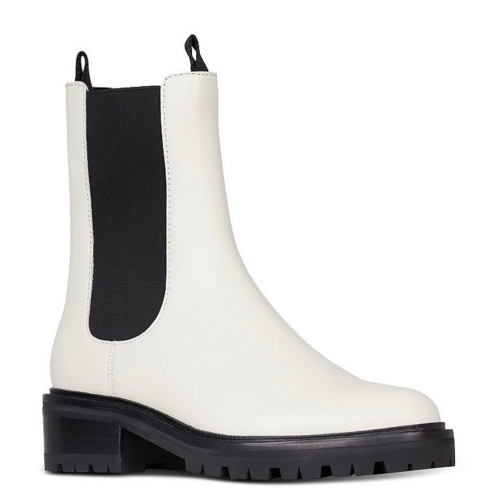 PAIGE White and Black Ankle Boots